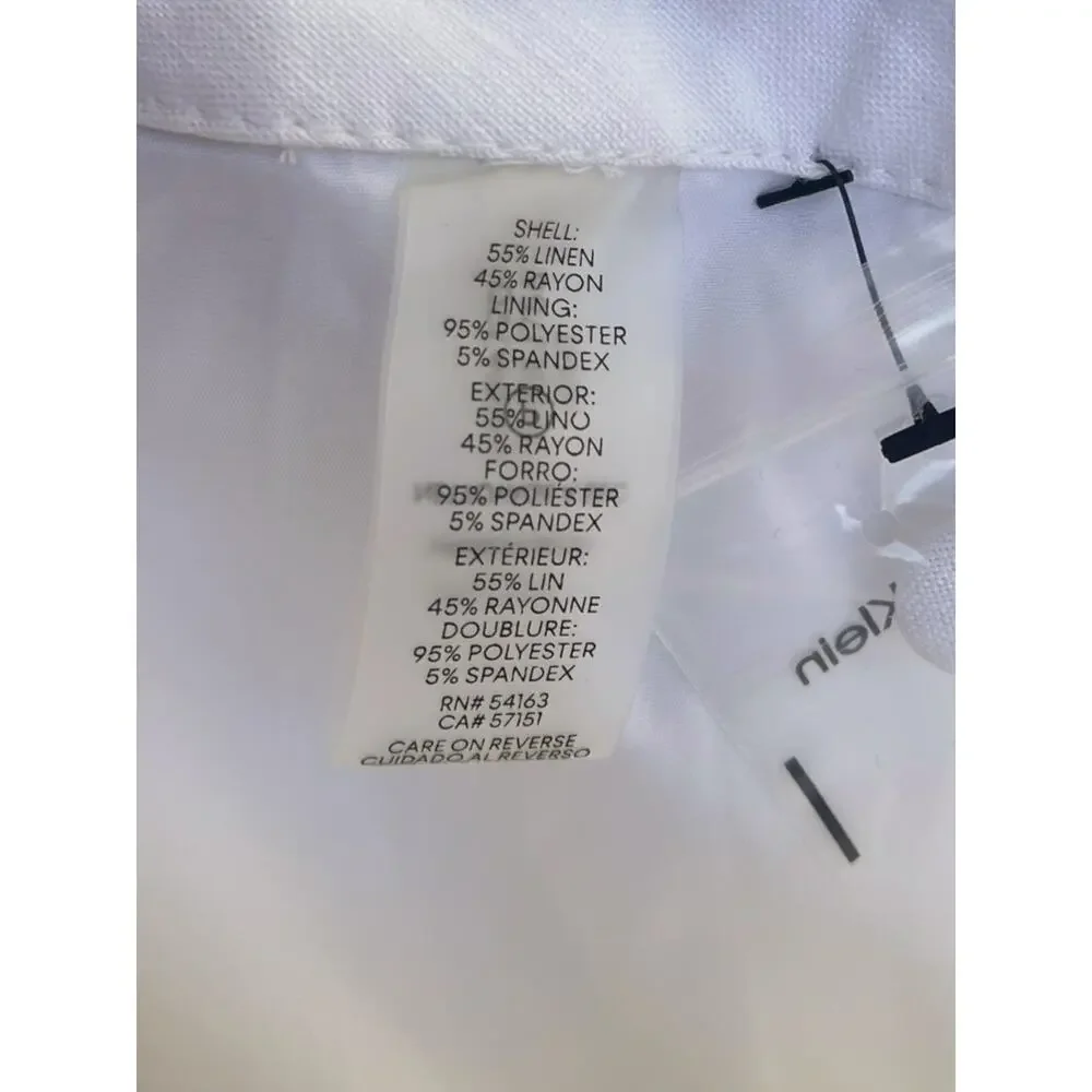Calvin Klein Linen Tapered Ankle Dress Pants | Women Plus 20W, White NEW $109 - Picture 11 of 15